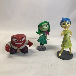 3 Disney Pixar Inside Out  TOMY 3" Anger Disgust Joy Figurines Set Collection